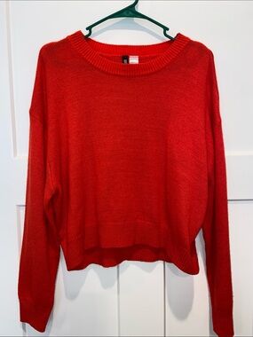 M H&M Red Crewneck Sweater - Lightweight Knit Pullover
